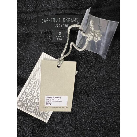 Barefoot Dreams CozyChic Lite Ribbed Cuff Coastline Cardigan BLACK NWT SIZE S - Picture 5 of 6